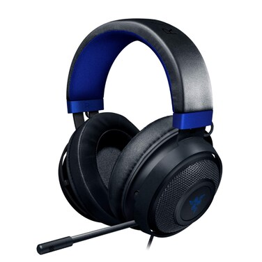 Razer Kraken Gaming Headset: Lightweight Aluminum Frame - Retractable Noise Isolating Microphone - for PC, PS4, PS5, Switch, Xbox One, Xbox Series X &amp; S, Mobile - 3.5 mm Headphone Jack - Black/Blue