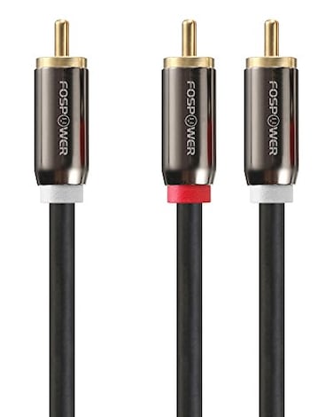 FosPower RCA Y-Adapter (6 Feet), 1 RCA Male to 2 RCA Male Y Splitter Digital Stereo Audio Cable for Subwoofer, Home Theater, Hi-Fi - Dual Shielded   24K Gold Plated