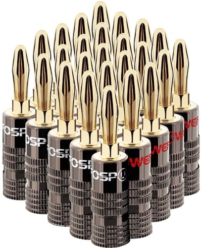 fospower Fospower Banana Plugs 12 Pairs 24 Pcs Closed Screw 24k Plated Speaker Plug Connectors screw 12 PAIRS