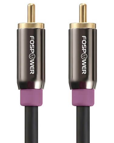 FosPower Subwoofer Cable (25 FT) RCA to RCA Audio Stereo Cable, Male to Male - Dual Shielded Cord   24K Gold Plated Connector   Corrosion Resistant   Clean Sounding Signal