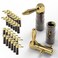 FosPower Right Angle Banana Plugs (12 Pairs / 24 pcs), Closed Screw 24K Gold Plated Banana Speaker Plug Connectors for Speaker Wire, Wall Plate, Home Theater, Audio/Video Receiver, and Sound Systems