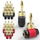 FosPower Deadbolt Banana Plugs 12 Pairs / 24 pcs, Screwless Type 24k Gold Plated Banana Speaker Plug Connectors for Speaker Wire, Home Theater, Audio/Video Receiver and Sound Systems