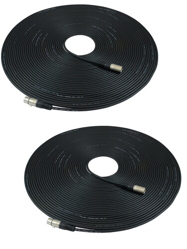 GLS Audio XLR Cables - Set of 2 100ft Male to Female Microphone Cable w/External Locking Mechanism for Professional Studio Recording