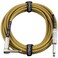 GLS Audio Instrument Cable - Amp Cord for Bass &amp; Electric Guitar - Straight to Right Angle 1/4 Inch Instrument Cable - Brown/Yellow Braided Tweed, 20ft