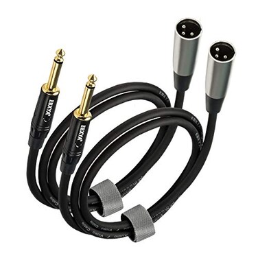 EBXYA 1/4'' TS Mono Guitar to XLR Male Unbalanced Cable 3 Ft, 6.35 Jack to XLR Cable, 2 Packs