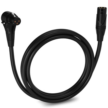 LyxPro 6 Feet Right Angle XLR Female to Male 3 Pin Mic Cord for Powered Speakers Audio Interface Professional Pro Audio Performance Camcorders DSLR Video Cameras and Recording Devices - Black