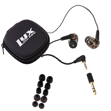LyxPro ERP-10 in-Ear Monitors with Professional, Universal Fit Earphones for Musicians - Detachable Cables, Carrying Case &amp; 6 Pairs of Tips for Studio or Stage
