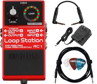 Boss RC-1 Loop Station Bundle with Power Supply, Instrument Cable, Patch Cable, and Picks