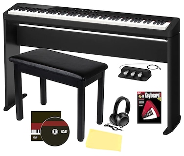 Casio Privia PX-S5000 Digital Piano - Black Bundle with CS-68 Furniture Stand, SP-34 Pedal, Bench, Headphones, Piano Book, Online Piano Lessons, Instructional DVD, and Austin Bazaar Polishing Cloth