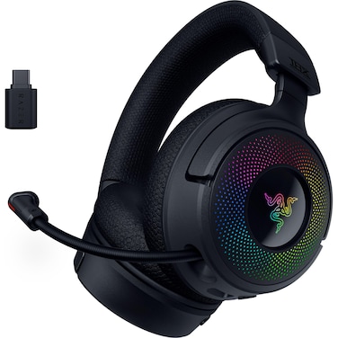 Razer Kraken V4 Wireless Gaming Headset: 2.4GHz, Bluetooth, USB - Super Wideband Mic - 40 mm Drivers - 9 Zone RGB Lighting - for PC, Mac, PS5, Nintendo Switch, Steam Deck, Smartphone - Black