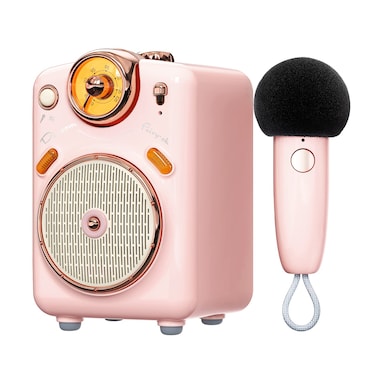 Divoom Cute Speaker with Microphone, with 7 Different Sound Modes for Singing or Talking, Karaoke Machine for Girls, Boys, Family Party, Presentation, Training, Outdoor (Pink)