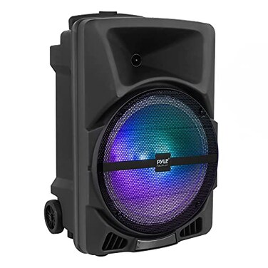 Pyle Wireless Portable PA Speaker System - 800W Powered Bluetooth Indoor &amp; Outdoor DJ Stereo Loudspeaker with MP3 AUX 3.5mm Input, Flashing Party Light &amp; FM Radio-PPHP1244B,Black