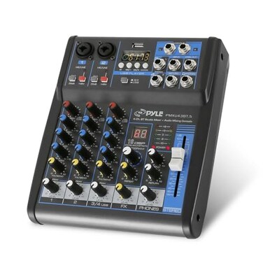 Pyle Professional Audio Mixer Sound Board Console System- Interface 4 Channel Digital USB Bluetooth MP3 Computer Input 48V Phantom Power Stereo DJ Studio Streaming FX 16-Bit DSP Processor- PMXU43BT.5