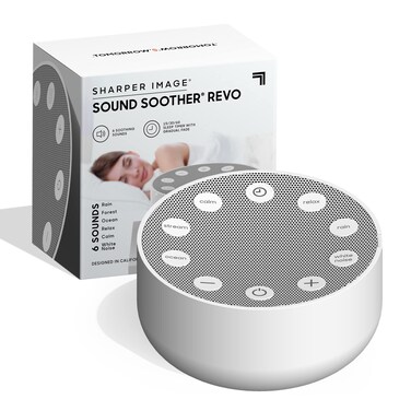Sharper Image White Noise Sound Machine, 6 Soothing Nature Soundscapes for Baby Kids Adults, Portable Relaxation Therapy Device, Wellness Meditation &amp; Naps, Peaceful Rest, Travel Sleep Aid, Timer