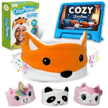 Toddler Headphones Wireless, Kids Bluetooth Earphones, Safe Volume - Wired School Headphones for Kids with 3.5 MM Jack and Travel Bag - Toddler Airplane Accessories for Boys &amp; Girls - Fox