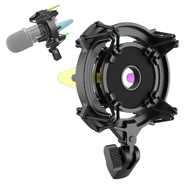 FIFINE RGB Microphone Shock Mount for Vibration Isolation, Easy Mic Holder, Compact Protection - SK78