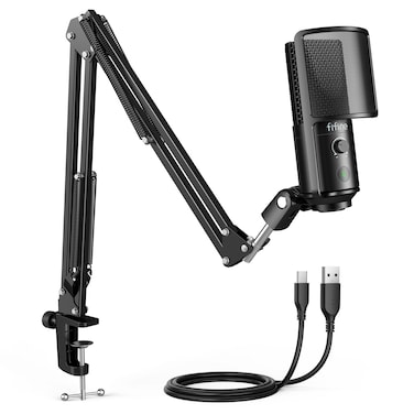 FIFINE Recording USB Microphone Kit for PC, Podcast Microphone Plug &amp; Play for Computer with Boom Arm Stand, Studio Condenser Mic for Streaming Vocal VoiceOver -T669PRO1