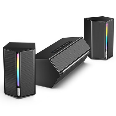 FIFINE Computer Speakers System with Subwoofer, Gaming Speaker for PC with RGB, Volume Control, Monitoring, 3.5mm Aux Input, AC Powered Speakers for Desktop Mobile TV-AmpliGame A22