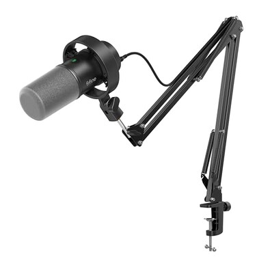 FIFINE K688 Podcast Microphone Kit, USB/XLR Dynamic Microphone with Boom Arm for PC/XLR Mixer, Gaming Mic with Mute Button, Headphone Jack for Vocal, Voice-Over, Streaming, Music Recording -K688CT