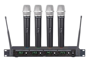 GTD Audio 4 Handheld Wireless Microphone Cordless mics System, Ideal for Church, Karaoke, Dj Party, Range up to 300 ft,