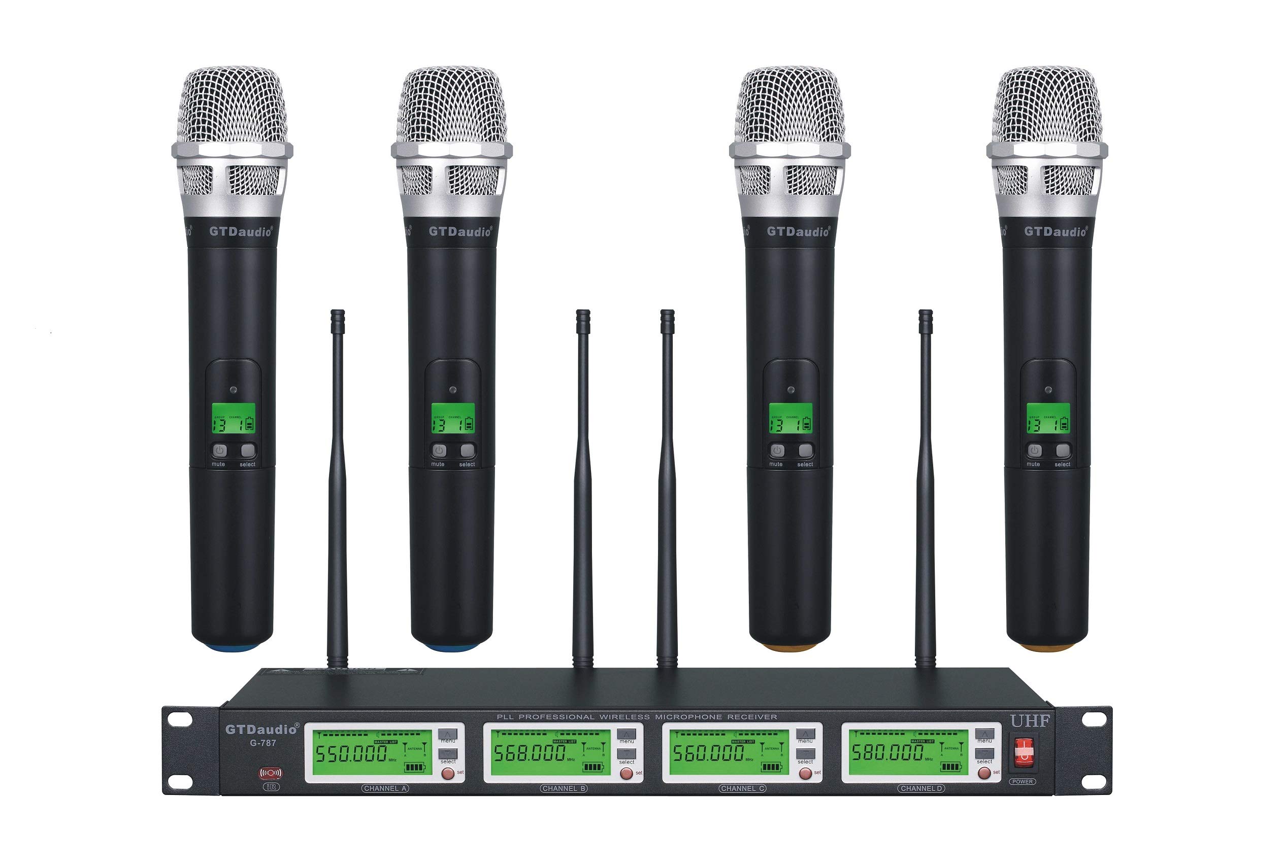 gtdaudio Gtdaudio 4x800 Adjustable Channels Uhf Diversity Wireless Cordless Handheld Microphone Mi