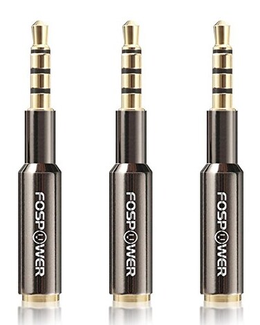 FosPower 3.5mm Male to Female Auxiliary Stereo Audio Headphone Jack AUX Adapter, 4-Conductor TRRS for iPhone, Smartphones, Tablets, Speakers, Microphone &amp; Card Readers (3 Pack)