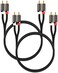 FosPower (2 Pack) 2 RCA M/M Stereo Audio Cable [24K Gold Plated   Copper Core] 2RCA Male to 2RCA Male [Left/Right] Premium Sound Quality Plug - 3FT