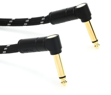 Fender Deluxe Series Patch Cable, Guitar Cable for Guitar Effects Pedal, Angle/Angle, Black Tweed, 1ft
