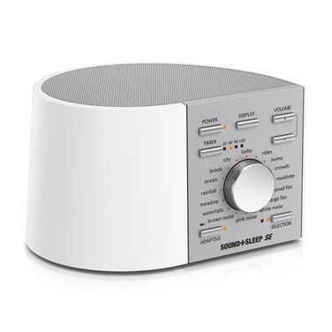 Adaptive Sound Technologies Sound + Sleep SE Noise Machine - White Noise Machine - Non-Looping Environmental/Nature Sounds for Sleep &amp; Relaxation - with Sleep Timer &amp; Headphone Jack - White/Silver