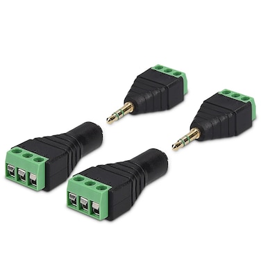 kwmobile 3.5mm 3 Pole Balun Converter Adapter - Audio Video Male to 3 Screw Solderless Terminal Female for Stereo Sound Microphone Earphone
