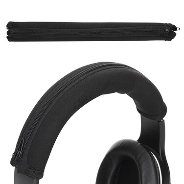 kwmobile Headband Cover Compatible with AudioTechnica ATH M50X / M50 / M40X / M40 / M30X / M20X - Neoprene Zip-On Headphone Protector - Black