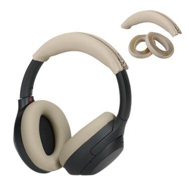 kwmobile Silicone Headband and Ear Pads Cover Set Compatible with Sony WH-1000XM4 / WH-1000XM3 - Covers - Beige