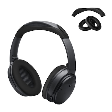 kwmobile Silicone Headband and Ear Pads Cover Set Compatible with Bose QC45 / QC35 / QC25 / AE2 / QC1 - Covers - Black