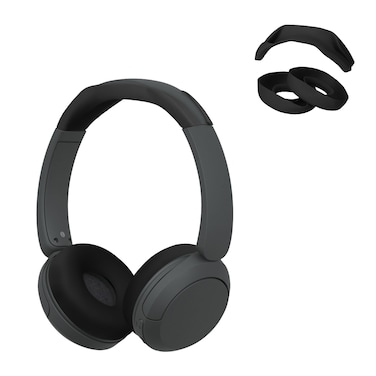 kwmobile Silicone Headband and Ear Pads Cover Set Compatible with Sony WH-CH520 - Covers - Black