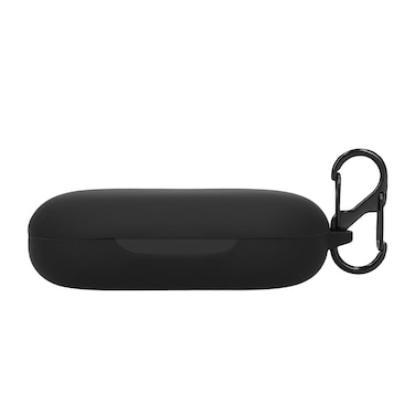 kwmobile Silicone Cover Compatible with Anker Soundcore AeroFit - Case Cover Stick-On Skin with Clip - Black
