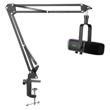 FIFINE XLR Streaming Microphone with Arm for Podcast Studio, USB Dynamic Microphone Gaming PC with Mute Button, for PS4/5 Mac Mixer Sound Cards