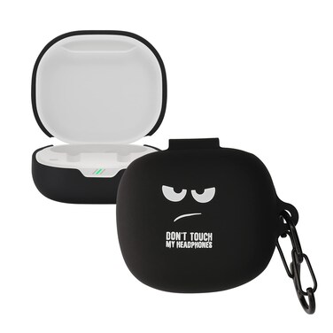 kwmobile Silicone Case Compatible with JBL Wave 300 TWS Case Cover - Don't Touch My Headphones White/Black/Black