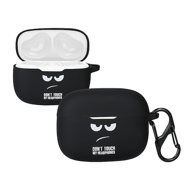 kwmobile Silicone Case Compatible with JBL Wave 200TWS Case Cover - Don't Touch My Headphones White/Black/Black