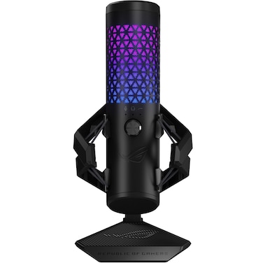 ASUS ROG Carnyx RGB Condenser Gaming Microphone Black (Gaming, Streaming and Podcast, 25 mm Capacitor Capsule, 192 kHz / 24 Bit Sampling Rate, High Pass Filter, Pop Filter, Metal Holder, Aura Sync)