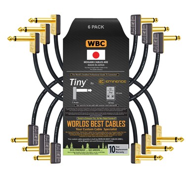 WORLDS BEST CABLES 6 Units - 6 Inch - Pedal, Effects, Patch, Instrument Cable Custom Made Using Mogami 2319 Wire &amp; Eminence Tiny Gold Plated Angled TS Connectors