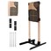 KESHES Target Stand Base - Adjustable Archery Target Steel Stand for Paper Sheet &amp; Cardboard Target Box Cutout, Includes H-Shape Base, Ground Anchors, Target Clips (Wooden Poles Not Included)