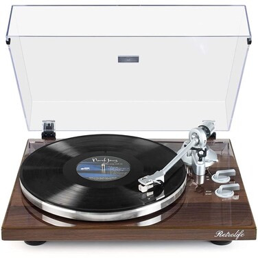 Turntables Belt-Drive Record Player with Wireless Output Connectivity, Vinyl Player Support 33&amp;45 RPM Speed Phono Line USB Digital to PC Recording with Advanced Magnetic Cartridge&amp;Counterweight