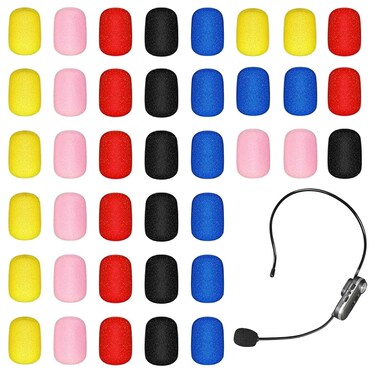 Duomilee 40 Pieces Mini Size Lavalier Microphones Foam Covers Microphone Windscreen Headset Mic Covers Foam Protection for Small Lapel,5 Colors,Stable Noise Reduction