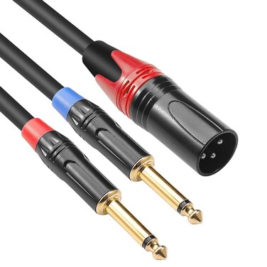 Disino Dual 1/4 inch to XLR Male Y Splitter Cable,Male XLR to Dual 6.35mm TS Mono Plug Microphone Audio Converter Adapter - 10 feet