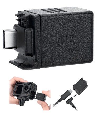 JJC 3.5mm Audio Adapter Mic Adapter for DJI Osmo Action 4 Osmo Action 5 Pro, Supports 3.5mm Microphone Audio Input, Clear Vocal Recording During High-Speed Activities with Type-C and 3.5mm Ports