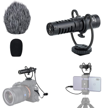 JJC Compact Shotgun Microphone Mic for Canon EOS M50 R R5 R6 RP Fuji Fujifilm X-S10 X-E4 X-T4 X-T200 Sony A6400 A6300 A7C A7S III A7 III RX100VII ZV-1 Nikon Z50 Z5 Z6 Z6II Z7 Z7II Camera &amp; Smart Phone