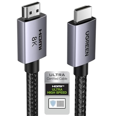 UGREEN 8K HDMI 2.1 Cable 48Gbps 6.6FT, Certified Ultra High Speed HDMI Cord Aluminum, 4K@240Hz 120Hz 10K 8K@60Hz, HDCP 2.2&amp;2.3, eARC HDR 10 Dolby Compatible with PS5/Blu-ray/Roku TV/Switch/TV/Monitor