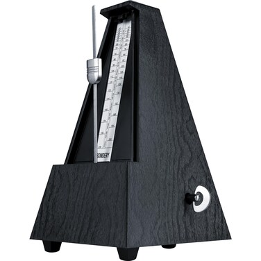 Sondery Classic Mechanical Metronome with Bell for Piano Guitar Drum Violin Saxophone All Instruments, Tempo Range 40-208bpm, Beats 02346, Black Wood Grain ABS Case with Comfortable Click Sound