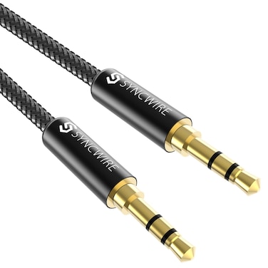 SYNCWIRE 3.5mm Aux Cable (9.8ft/3m) Hi-Fi Sound Nylon Braided Auxiliary Audio Cable Adapter Male to Male AUX Cord for Headphones, Car, Home Stereos, Speaker, iPhone, iPad, iPod, Echo &amp; More Black
