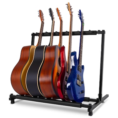 AODSK 5 Multi Guitar Stand Rack with Folding Design,Multiple Guitars Stand,Portable Black Guitar Holder,Black Guitar Display Holder for Guitar &amp; Bass,Studio &amp; Home (Square-5 Holder)